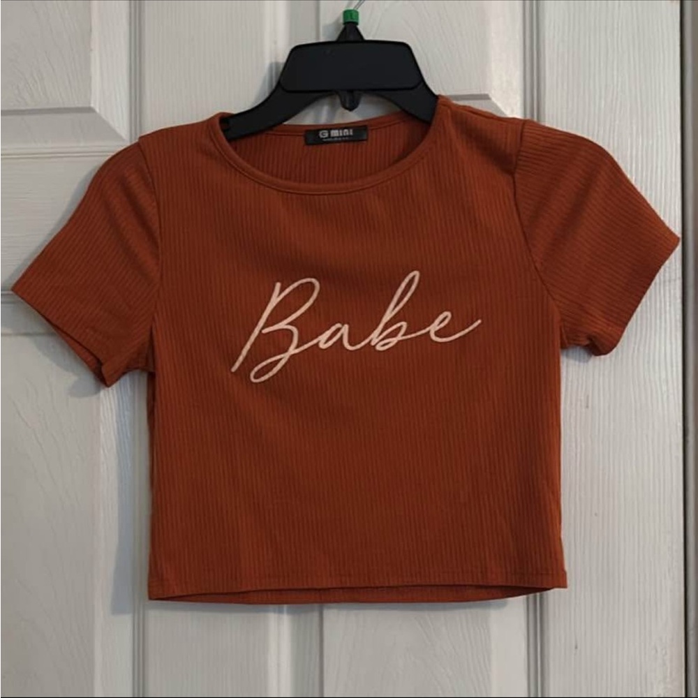 Orange Ribbed Crop Top